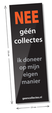 Sticker tegen collectes (2,5 x 7,5 cm) / geencollectes.nl